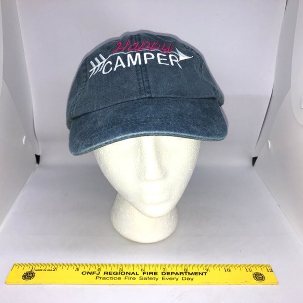 Adams Happy Camper Blue‎ Ball Cap OSFM Hiking Travel